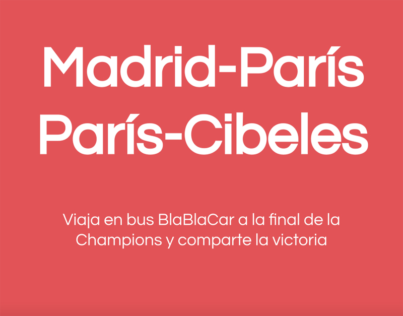BlaBlaCar anima a los madridistas a viajar a París en bus