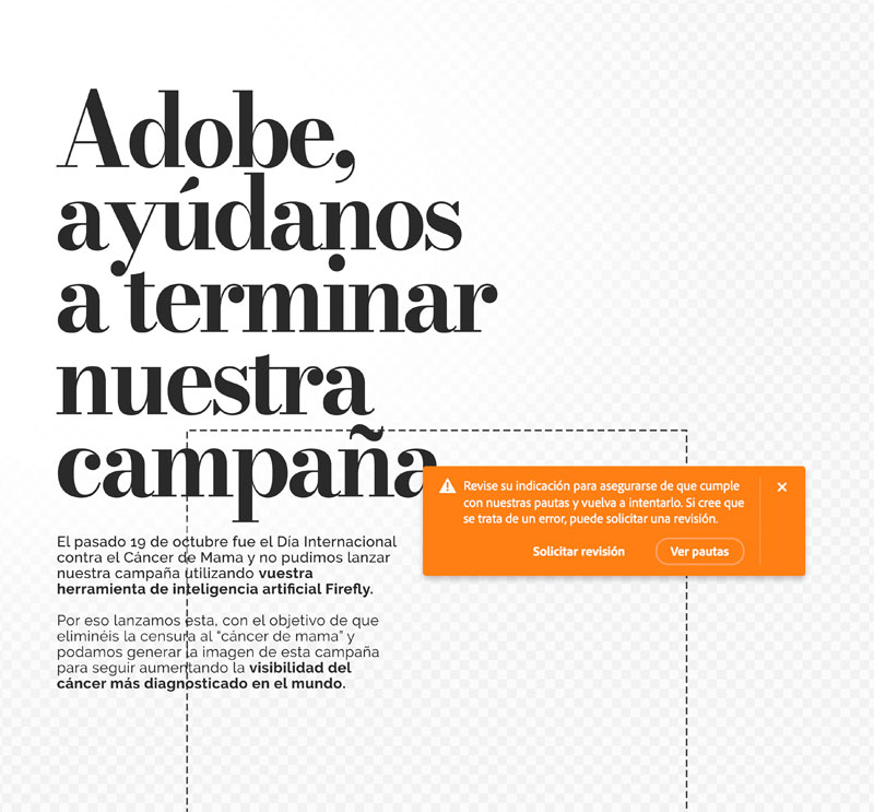 Manifiesto pide a Adobe que cese la censura al cáncer de mama