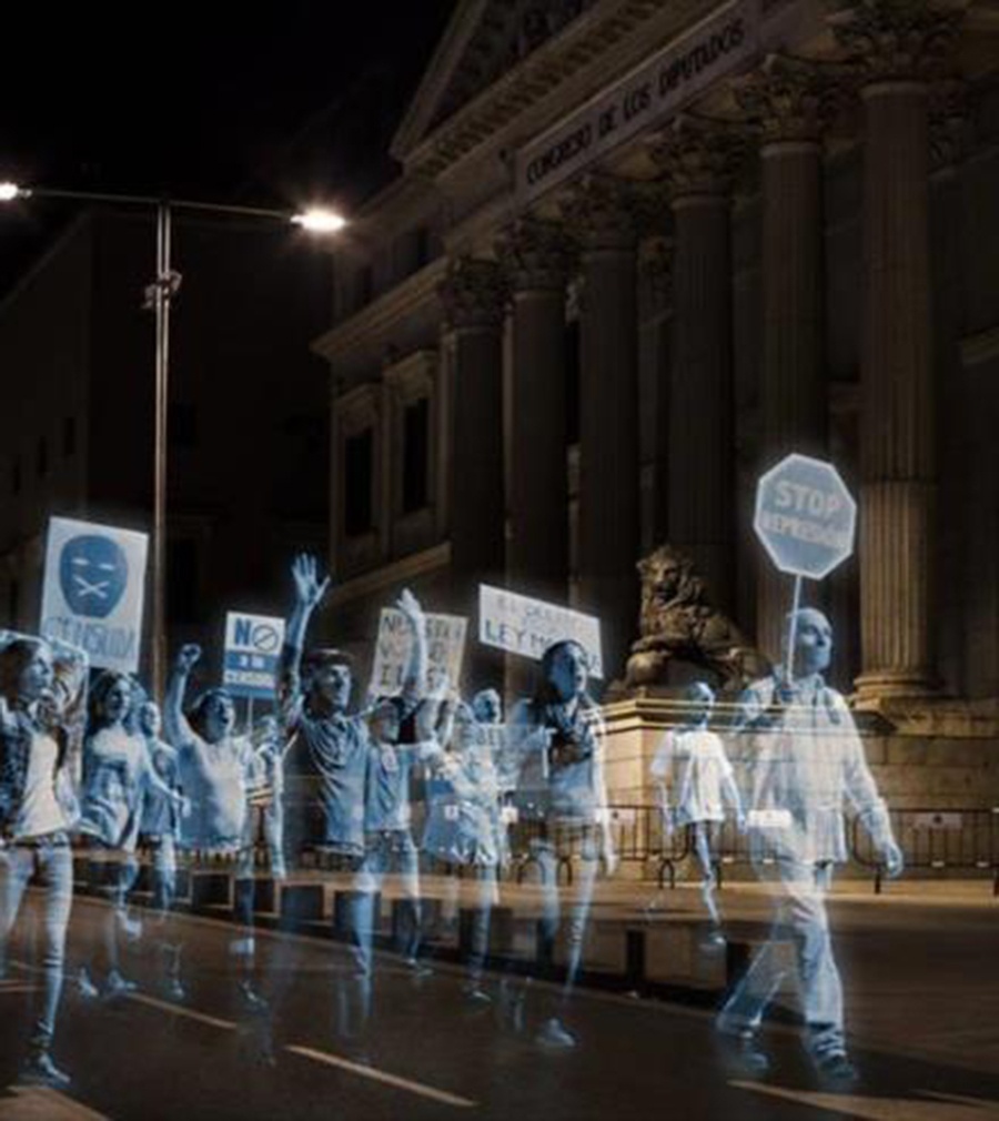 Hologramas contra la 'Ley Mordaza'