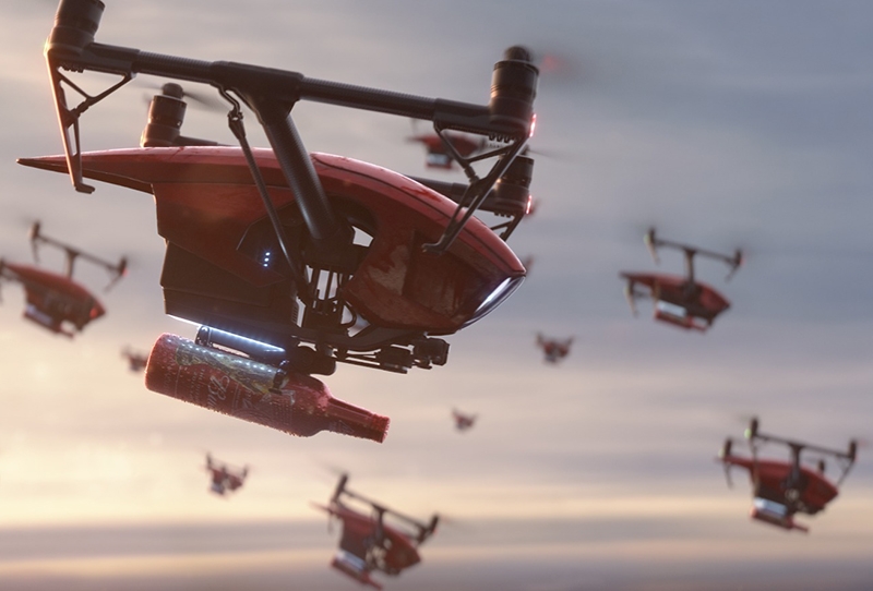 Miles de drones reparten cerveza Budweiser entre los fans del fútbol