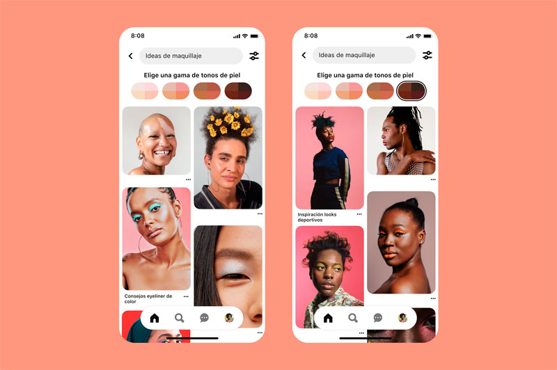 Pinterest lanza la función de tonos de piel en España